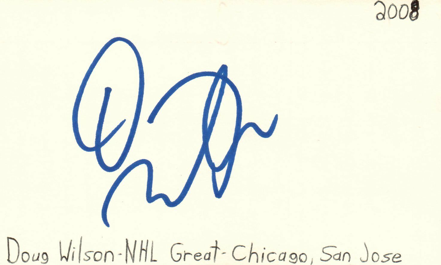 Doug Wilson Chicago San Jose Nhl Hockey Great Autographed Signed Index Card