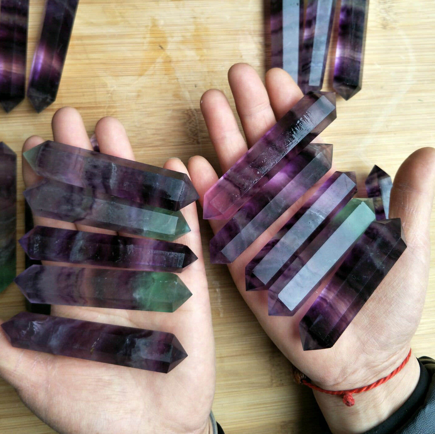 10 Pieces 1kg Natural Green Purple Fluorite Crystal Double Points Wands Healing