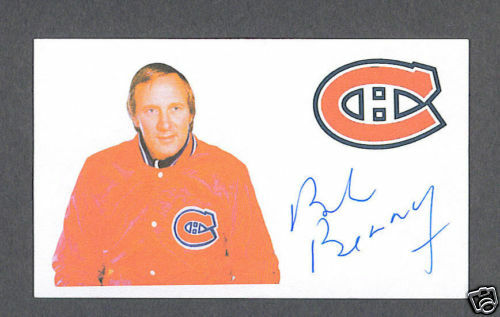 Bob Berry Signed Canadiens Hockey Index Card