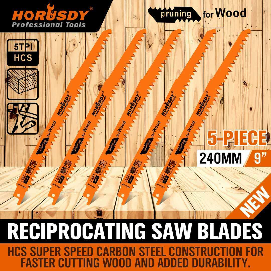 9" Reciprocating Saw Blades / 5 Piece Set Electric Wood Pruning 5tpi Saw Blades