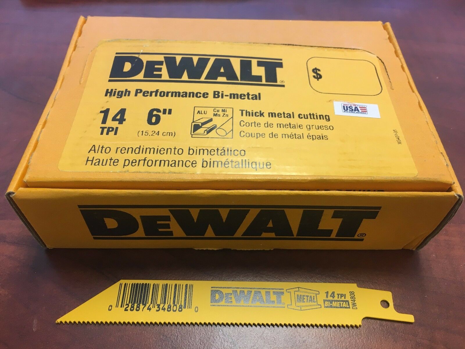(100) Dewalt 6" Recip Saw Blades 14tpi Bi Metal Dw4808 Dw4808b
