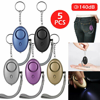 5 Pack Safe Sound Personal Alarm Keychain With Led Light, 140db Emergency