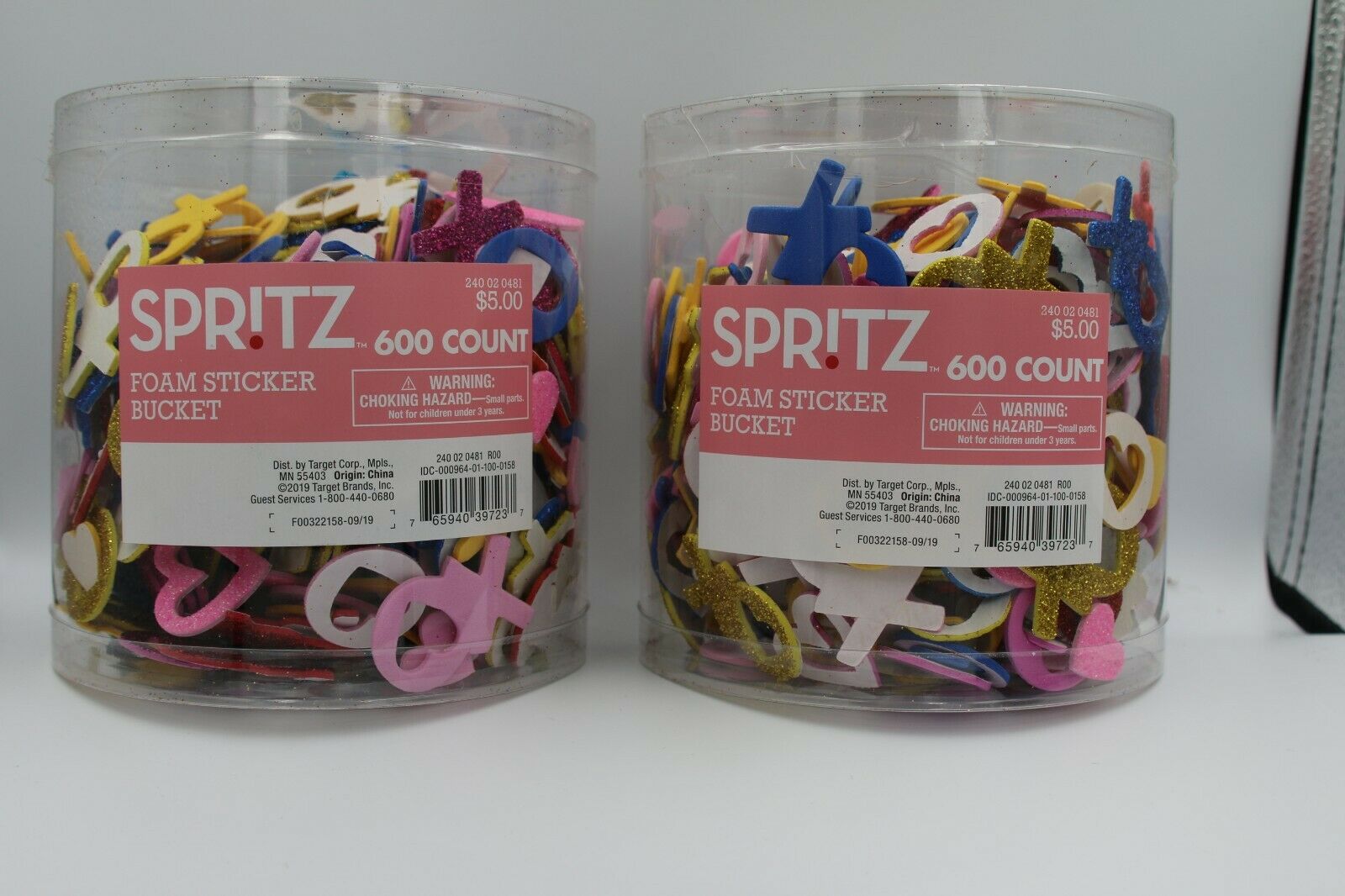 Spritz Foam Sticker Bucket, 600 Count (2 Pack, 1200 Stickers In All)