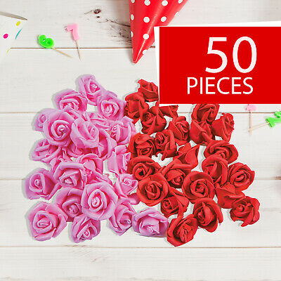 Foam Valentine Rose Buds - Craft Supplies - 50 Pieces